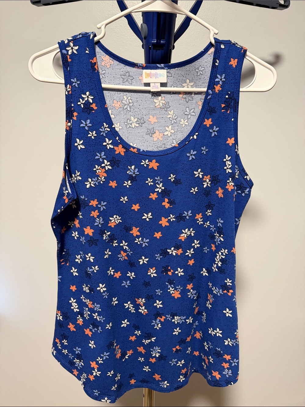 LuLaRoe Blue Floral Tank Top